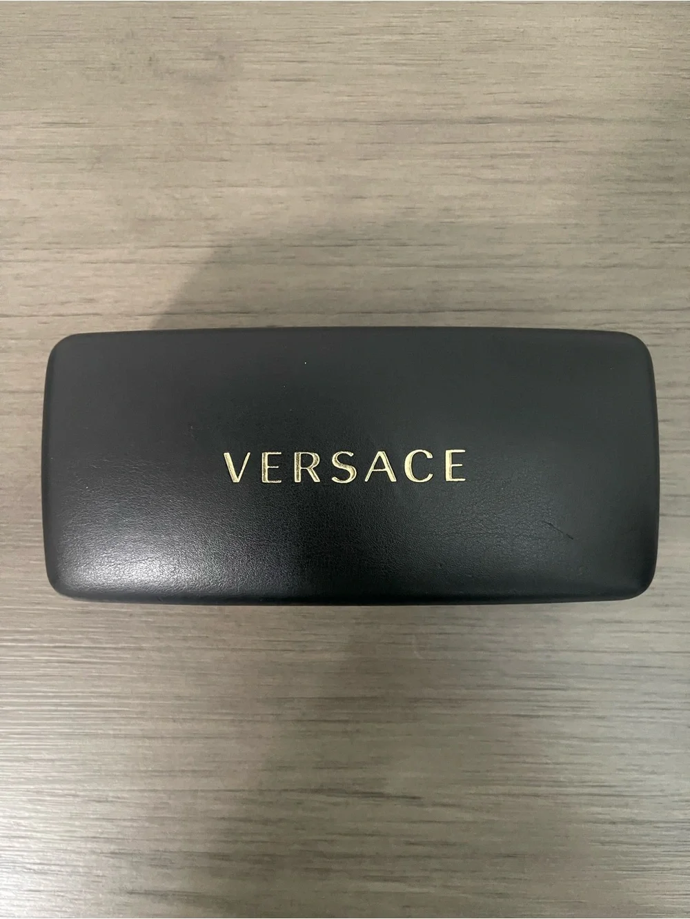Versace Black Eyewear Case with Gold Logo Accent